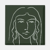 Malachite Portrait mit langer Haare Magnet (Vorne)