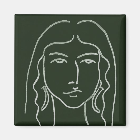 Malachite Portrait mit langer Haare Magnet (Vorne)