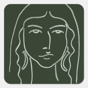 Malachite Portrait mit langer Haare Quadratischer Aufkleber