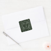Malachite Portrait mit langer Haare Quadratischer Aufkleber (Umschlag)