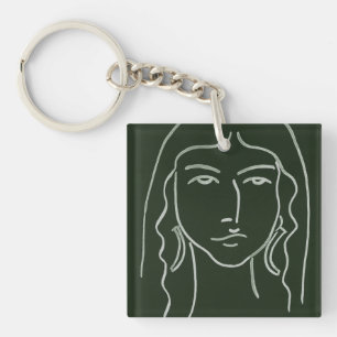 Malachite Portrait mit langer Haare Schlüsselanhänger