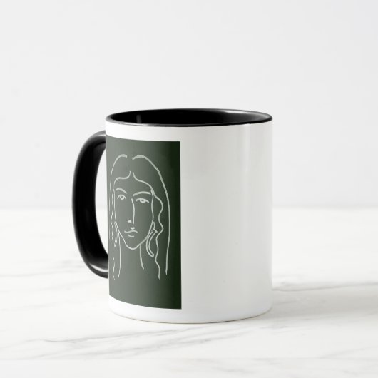 Malachite Portrait mit langer Haare Tasse (Vorderseite Links)
