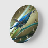 Malachite Sunbird Perched Closeup Runde Wanduhr (Winkel)