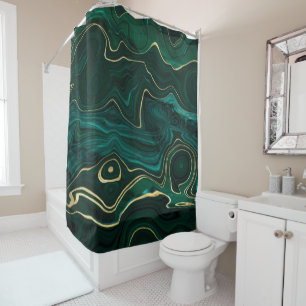 "Malachite Texture with Gold Strata" Duschvorhang