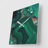 Malachite Wall Clock Quadratische Wanduhr (Winkel)