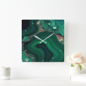 Malachite Wall Clock Quadratische Wanduhr (Zuhause)
