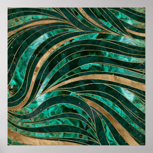 Malachite Wavy Pattern Poster (Vorne)