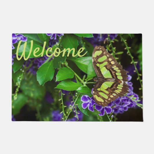 Malachitenschmetterling auf lila Blume Fußmatte (Vorderseite)