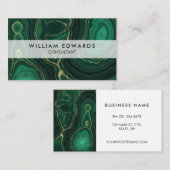 Malachitenstein aus grünem und goldenem Marmor Visitenkarte (Vorne/Hinten)