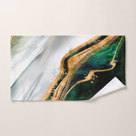 Malachitgrün, Aquarell und Gold Badhandtuch Set (Handtuch)
