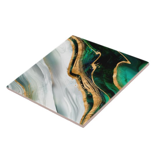 Malachitgrün, Aquarell und Gold Fliese (Seite)