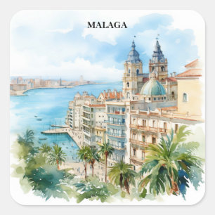 Malaga Andalusien Spanien Reise  Quadratischer Aufkleber