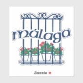 Malaga, Fenster mit Blumen Aufkleber (Blatt)