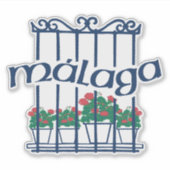 Malaga, Fenster mit Blumen Aufkleber (Vorderseite)