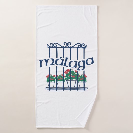 Malaga, Fenster mit Blumen Badehandtuch (Badehandtuch)