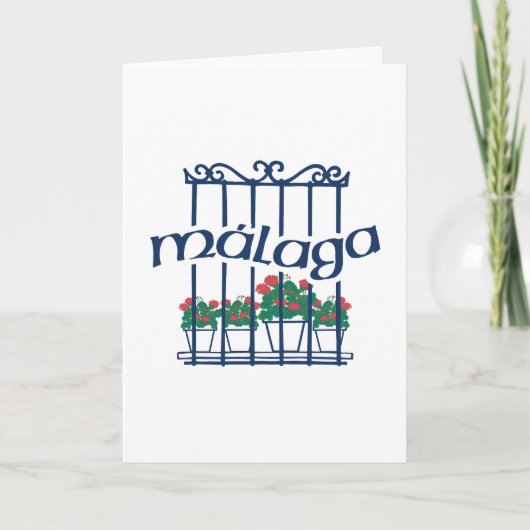 Malaga, Fenster mit Blumen Karte (Vorderseite)