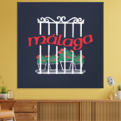 Malaga, Fenster mit Blumen Leinwanddruck (Insitu (Wohnzimmer))