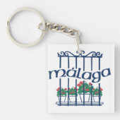 Malaga, Fenster mit Blumen Schlüsselanhänger (Vorderseite)