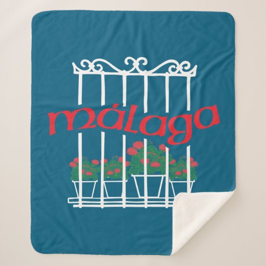 Malaga, Fenster mit Blumen Sherpadecke (Vorderseite)