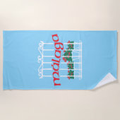 Malaga, Fenster mit Blumen Strandtuch (Vorderseite)