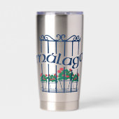 Malaga, Fenster mit Blumen Thermobecher (Vorderseite)