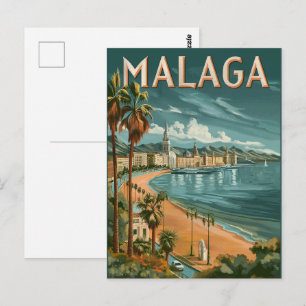 Malaga im Retro-Charme - Vintage Reise Postkarte