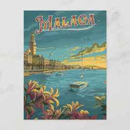 Malaga in Retro Charm - Vintage Reise Postkarte