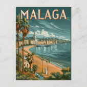 Malaga in Retro Charm - Vintage Reise Postkarte (Vorderseite)