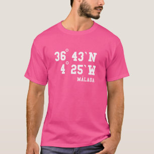 Málaga koordiniert Spanien Andalusien Urlaub Reise T-Shirt