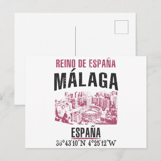 Málaga Postkarte (Vorne/Hinten)
