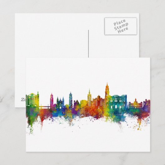 Málaga Spain Skyline Postkarte (Vorne/Hinten)