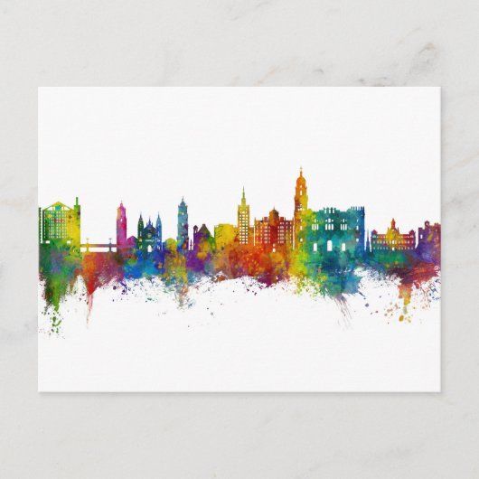 Málaga Spain Skyline Postkarte (Vorderseite)