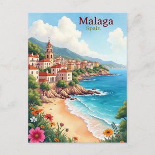 Malaga Spanien Aquarellmalerei Reise aquarell Postkarte