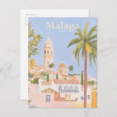 Malaga Spanien Gouache Paint Illustration Travel Postkarte (Vorne/Hinten)