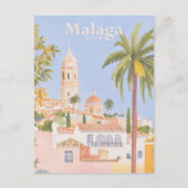 Malaga Spanien Gouache Paint Illustration Travel Postkarte (Vorderseite)
