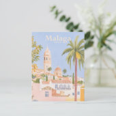 Malaga Spanien Gouache Paint Illustration Travel Postkarte (Stehend Vorderseite)