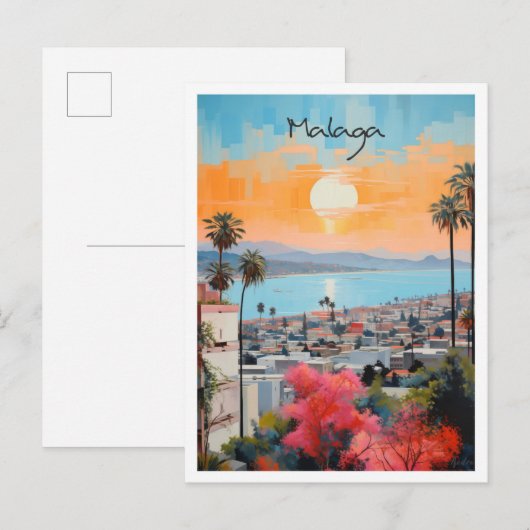Malaga Spanien Kunst Reise Postkarte (Vorne/Hinten)