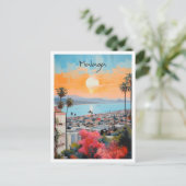 Malaga Spanien Kunst Reise Postkarte (Stehend Vorderseite)