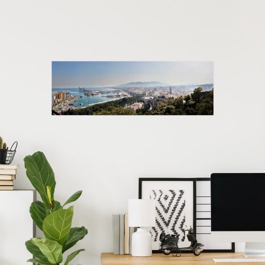 Malaga, Spanien Panorama Poster (Heimbüro)