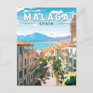 Malaga Spanien Reise Kunst Vintage Postkarte