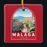 Malaga Spanien Reisen Kunst Vintag Keramikornament<br><div class="desc">Málaga Retro Vektor Reise Design. An den sonnenverwöhnten Küsten Südspaniens gelegen,  lädt Malaga die Reisenden zu einer faszinierenden Mischung aus reicher Geschichte,  lebendiger Kultur und atemberaubender Naturschönheit ein.</div>