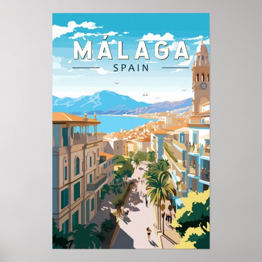 Malaga Spanien Reisen Kunst Vintag Poster (Vorne)