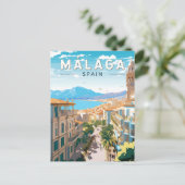 Malaga Spanien Reisen Kunst Vintag Postkarte (Stehend Vorderseite)