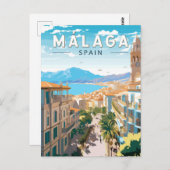 Malaga Spanien Reisen Kunst Vintag Postkarte (Vorne/Hinten)