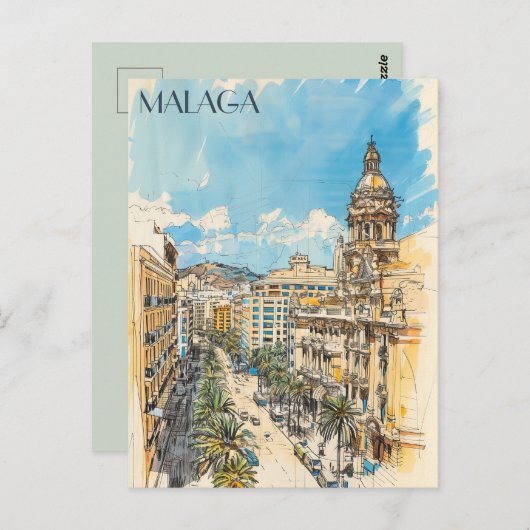 Malaga Spanien Reisen Postkarte (Vorne/Hinten)