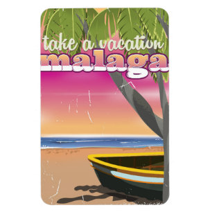 Malaga Spanien Reiseplakat. Magnet