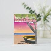 Malaga Spanien Reiseplakat. Postkarte (Stehend Vorderseite)