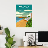Malaga Spanien Vintag Minimal Retro Travel Poster (Heimbüro)