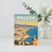 Malaga Spanien Vintag Postkarte (Stehend Vorderseite)