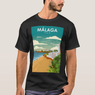 Malaga Spanien Vintage Minimal Retro Reiseposter T-Shirt